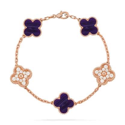 [Renovia Jewelry]CLOVER 5 MOTIF PURPLE STRIPES BRACELET COLLECTION