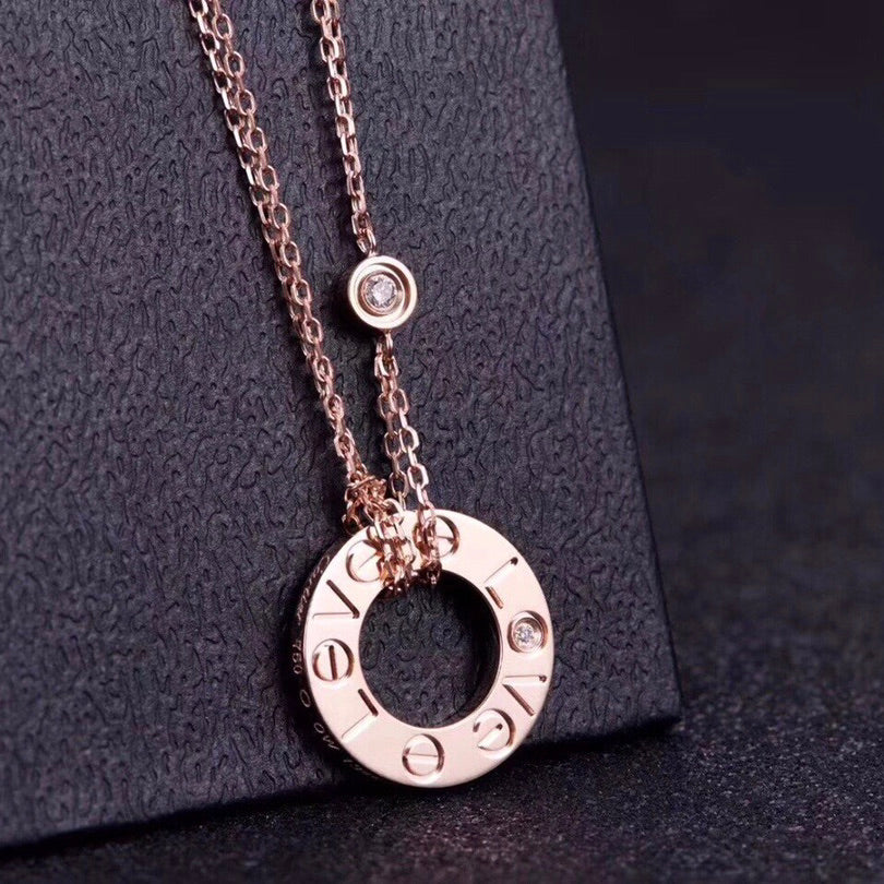[Renovia Jewelry]LOVE NECKLACE 16MM 2 DIAMONDS