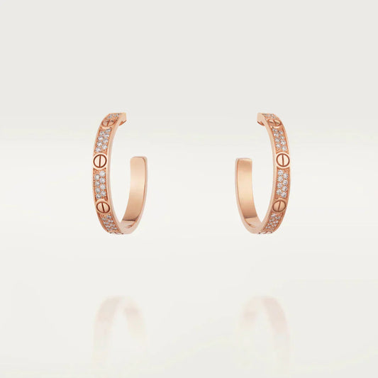 [Renovia Jewelry]LOVE DIAMOND PINK GOLD HOOP EARRINGS