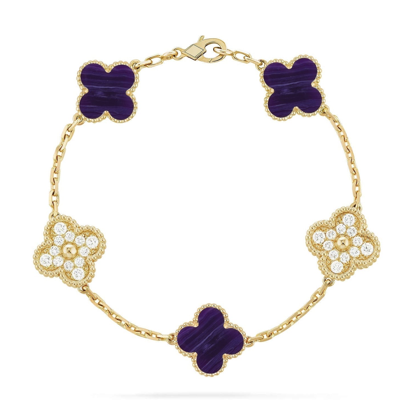 [Renovia Jewelry]CLOVER 5 MOTIF PURPLE STRIPES BRACELET COLLECTION