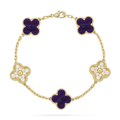 [Renovia Jewelry]CLOVER 5 MOTIF PURPLE STRIPES BRACELET COLLECTION