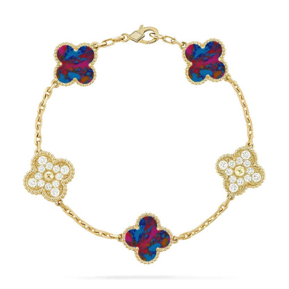 [Renovia Jewelry]CLOVER 5 MOTIF COLOR GEMSTONES BRACELET COLLECTION