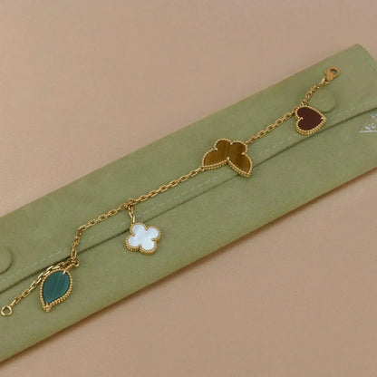 [Renovia Jewelry]ラッキースプリング 5モチーフ ゴールドブレスレット