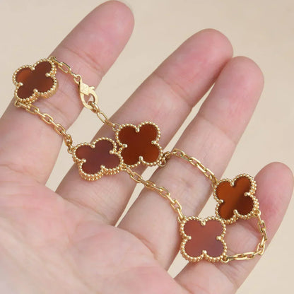 [Renovia Jewelry] CLOVER 5 MOTIF RED CORNELIAN BRACELET COLLECTION