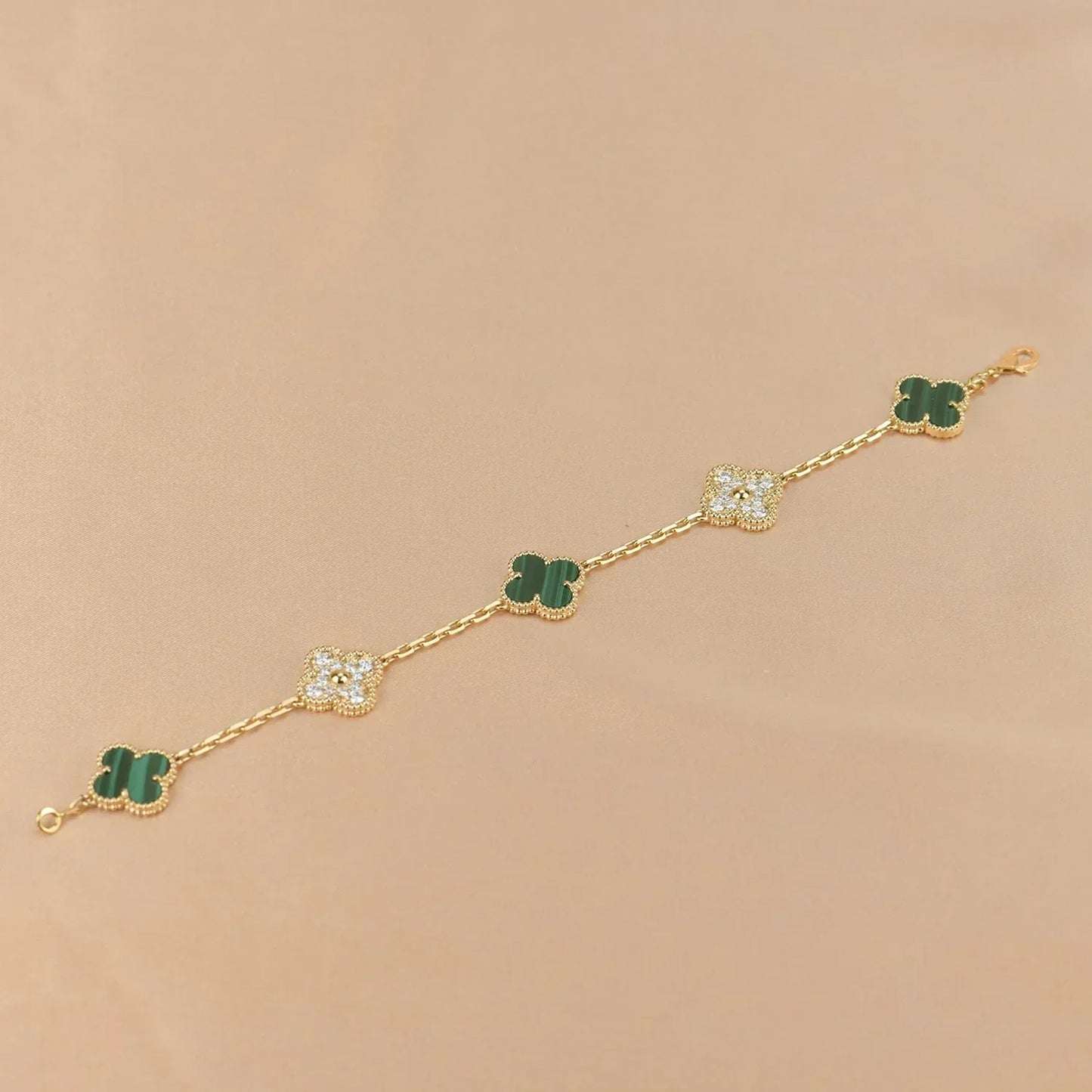[Renovia Jewelry] CLOVER 5 MOTIF MALACHITE BRACELET COLLECTION