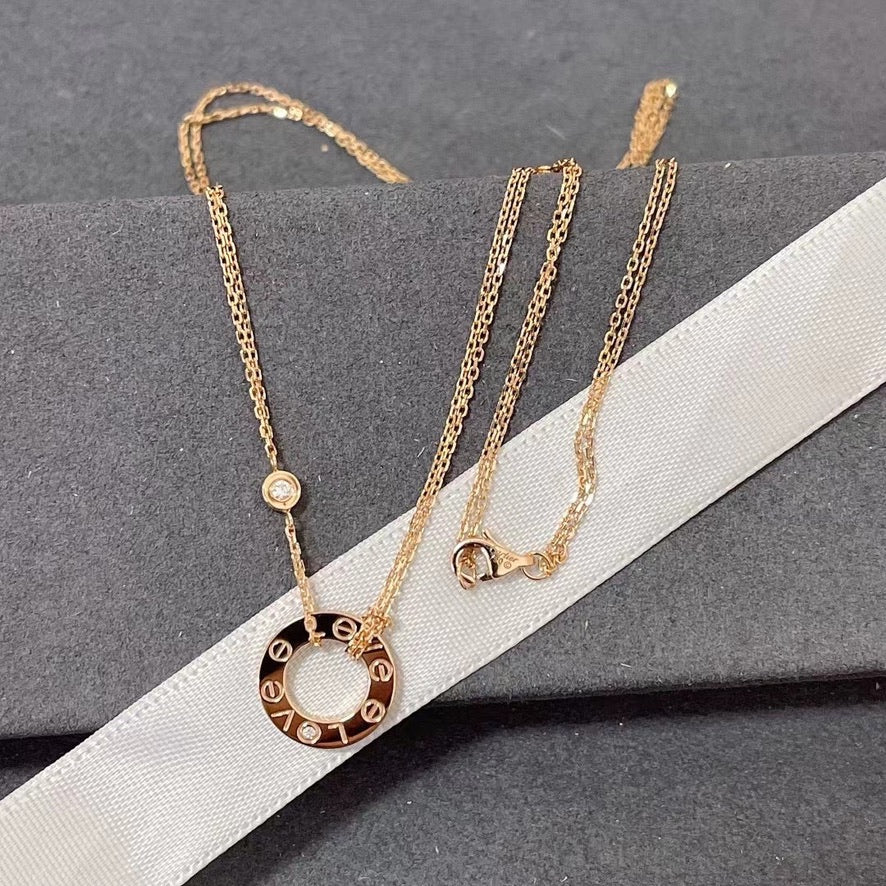 [Renovia Jewelry]LOVE NECKLACE 16MM 2 DIAMONDS