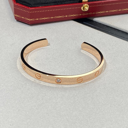 [Renovia Jewelry]LOVE BRACELET 6.1MM 1 DIAMOND OPEN CUFF
