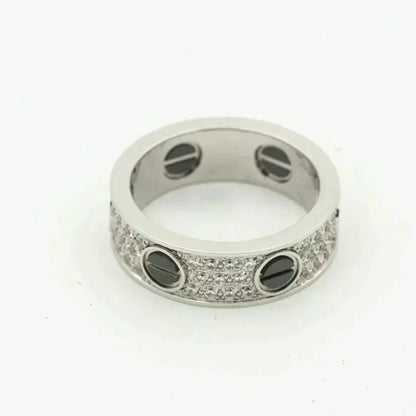 [Renovia Jewelry]LOVE RING 5.5MM DIAMONDS PAVED CERAMIC