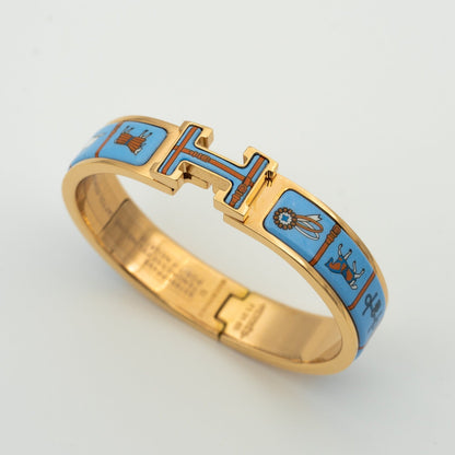 [Renovia Jewelry]H ピンクゴールド ブレスレット ブルーセラミック