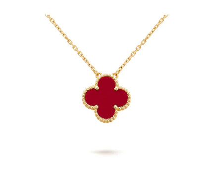 [Renovia Jewelry]CLOVER 15MM CARNELIAN SINGLE FLOWER NECKLACE