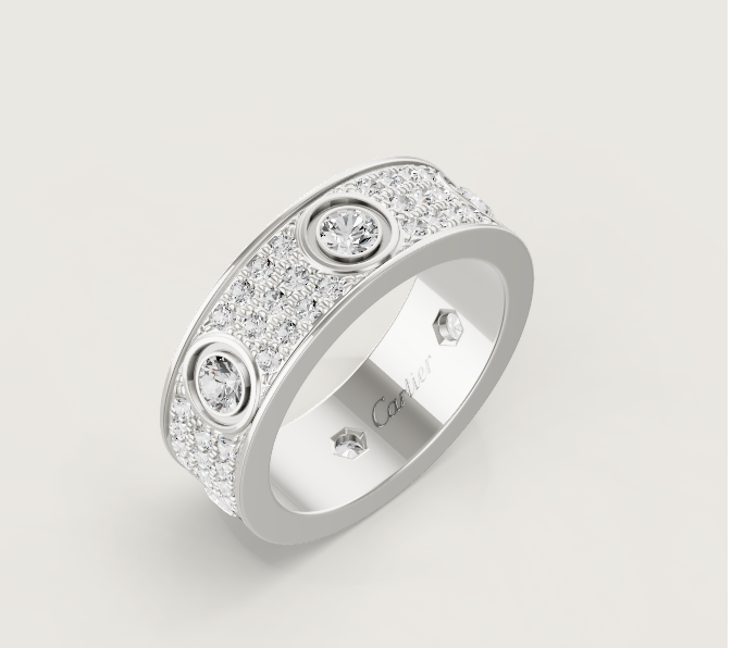 [Renovia Jewelry]LOVE RING 6.5MM Full Diamond, 6 Major Diamonds Silver