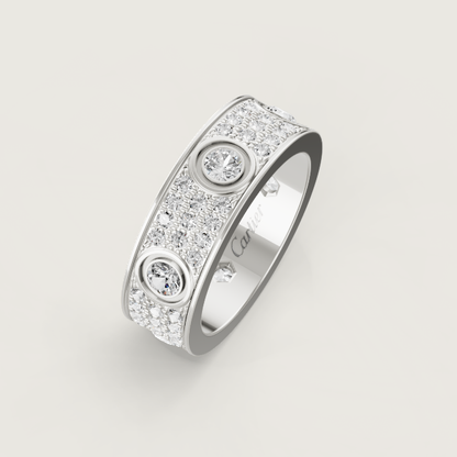 [Renovia Jewelry]LOVE RING 6.5MM Full Diamond, 6 Major Diamonds Silver