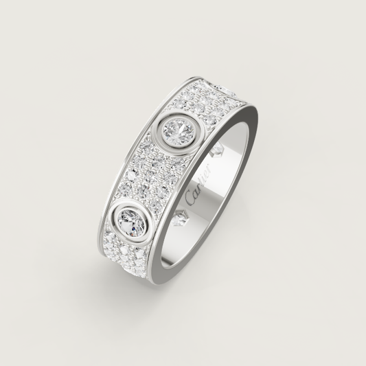 [Renovia Jewelry]LOVE RING 6.5MM Full Diamond, 6 Major Diamonds Silver