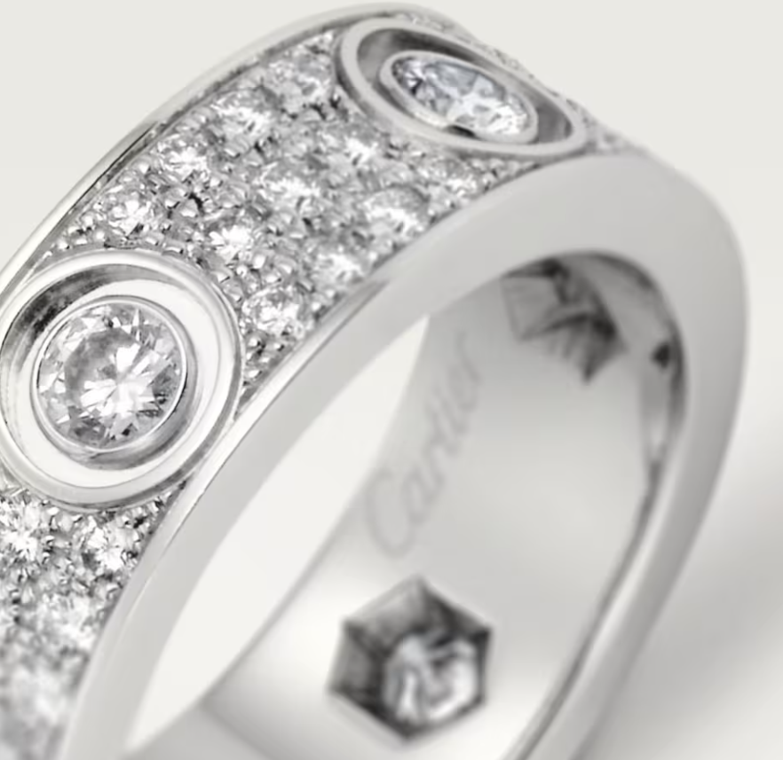 [Renovia Jewelry]LOVE RING 6.5MM Full Diamond, 6 Major Diamonds Silver
