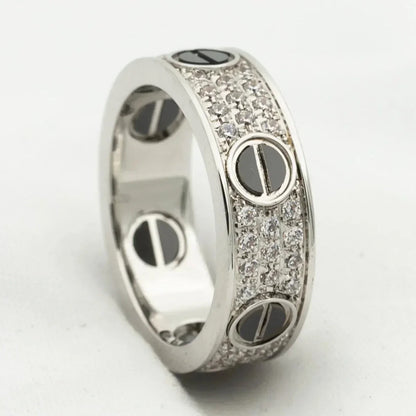 [Renovia Jewelry]LOVE RING 5.5MM DIAMONDS PAVED CERAMIC
