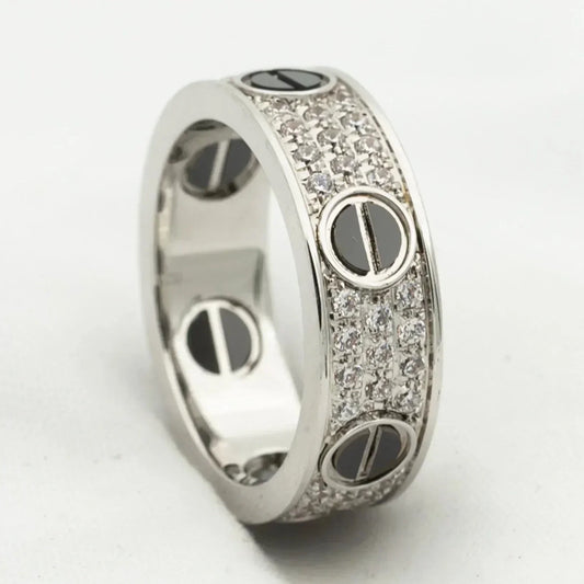 [Renovia Jewelry]LOVE RING 5.5MM DIAMONDS PAVED CERAMIC