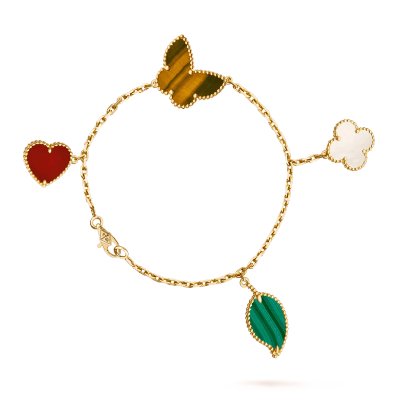 [Renovia Jewelry]ラッキースプリング 5モチーフ ゴールドブレスレット