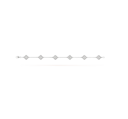 [Renovia Jewelry]クローバー6モチーフ シルバーダイヤモンドブレスレット