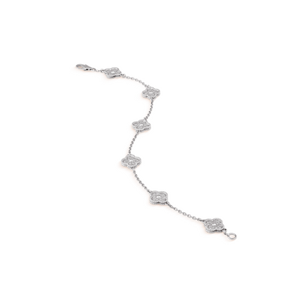 [Renovia Jewelry]クローバー6モチーフ シルバーダイヤモンドブレスレット