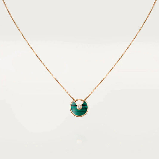 [Renovia Jewelry]AMULETTE ROSE GOLD MALACHITE NECKLACE