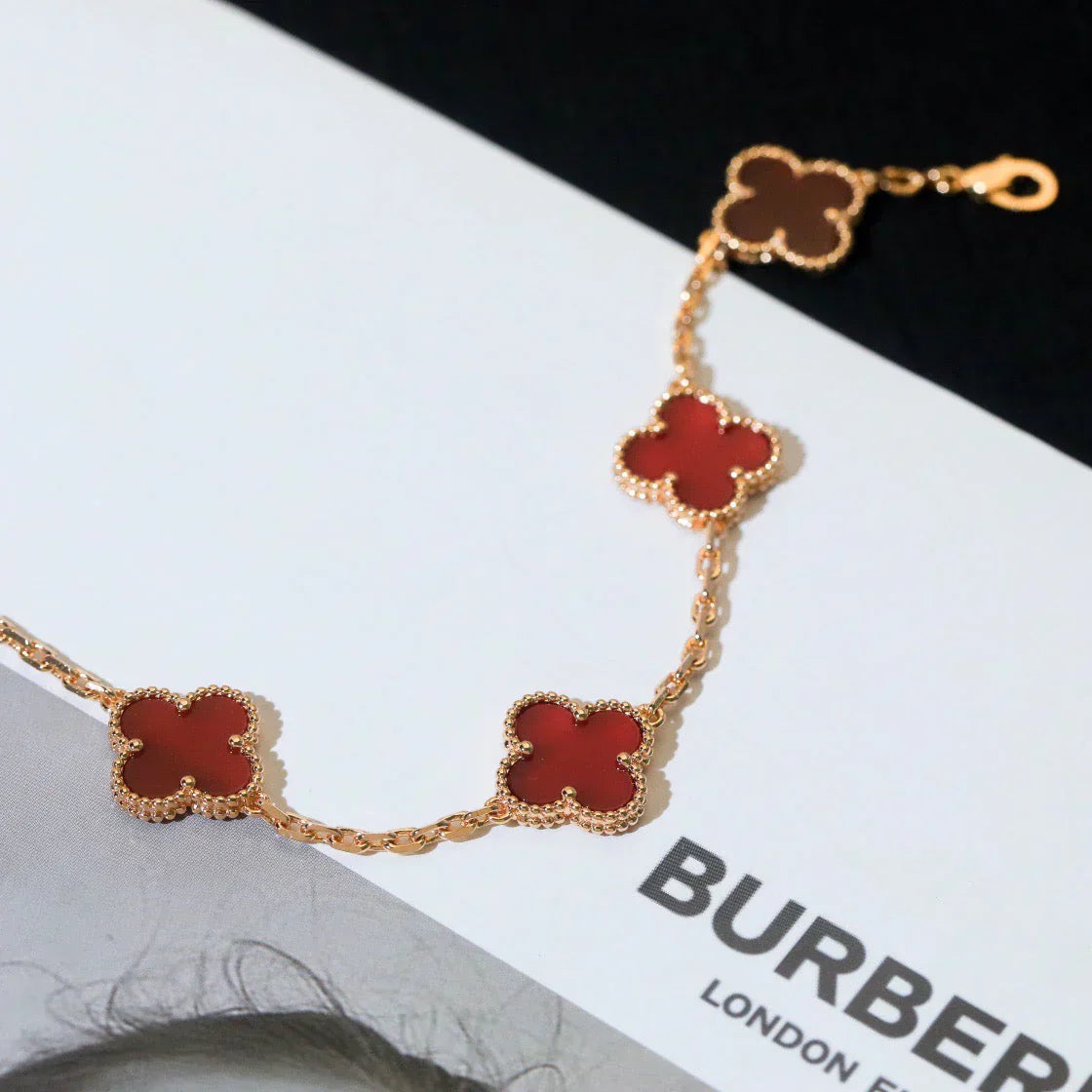 [Renovia Jewelry] CLOVER 5 MOTIF RED CORNELIAN BRACELET COLLECTION