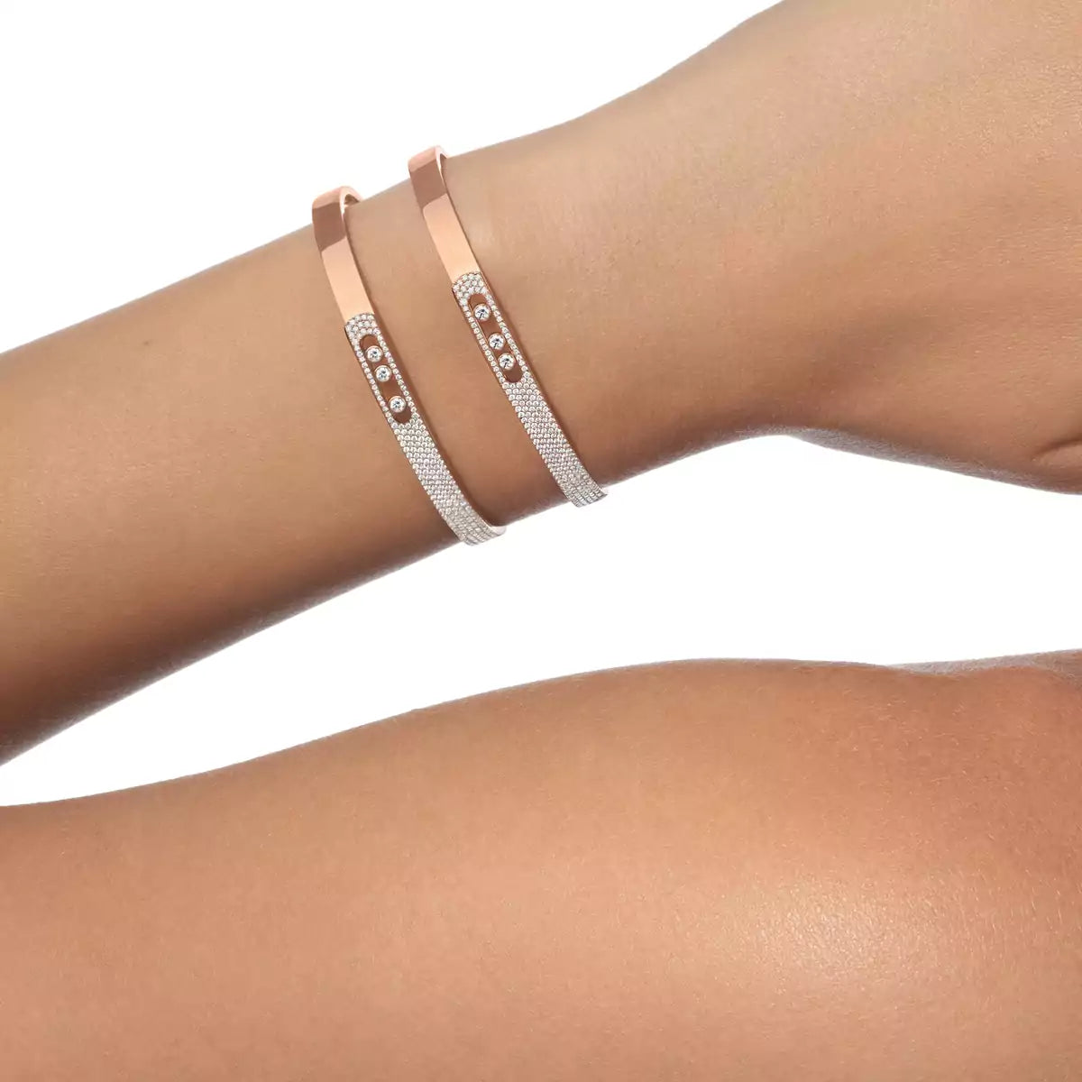 [Renovia Jewelry]Move Noa Rose Gold Pavé Diamond Bangle Bracelet