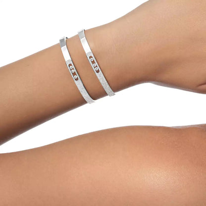 [Renovia Jewelry]Move Noa Rose Gold Pavé Diamond Bangle Bracelet