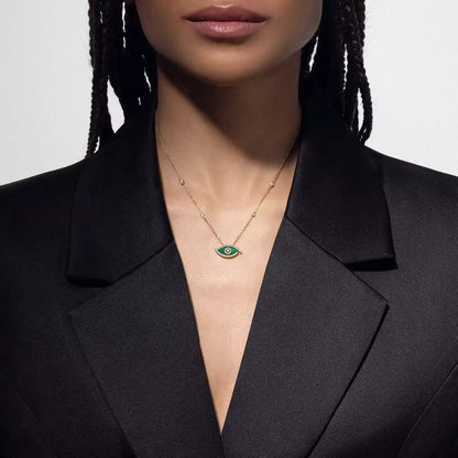 [Renovia Jewelry]Lucky Eye Diamond Necklace in Rose Gold and Turquoise