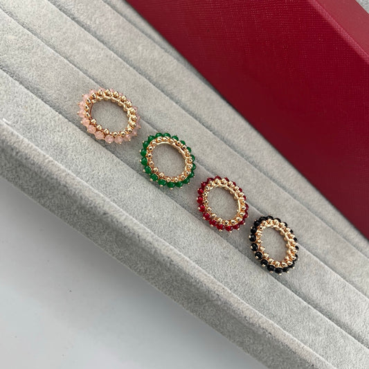 [Renovia Jewelry]PYRAMID COLORED STONE STUD RING