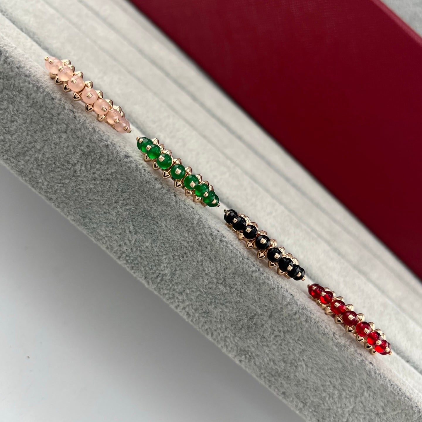 [Renovia Jewelry]PYRAMID COLORED STONE STUD RING
