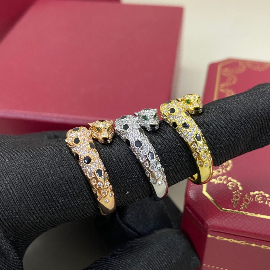 [Renovia Jewelry]FULL DIAMOND DOUBLE LEOPARD HEAD RING
