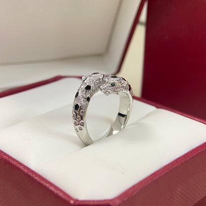 [Renovia Jewelry]FULL DIAMOND DOUBLE LEOPARD HEAD RING