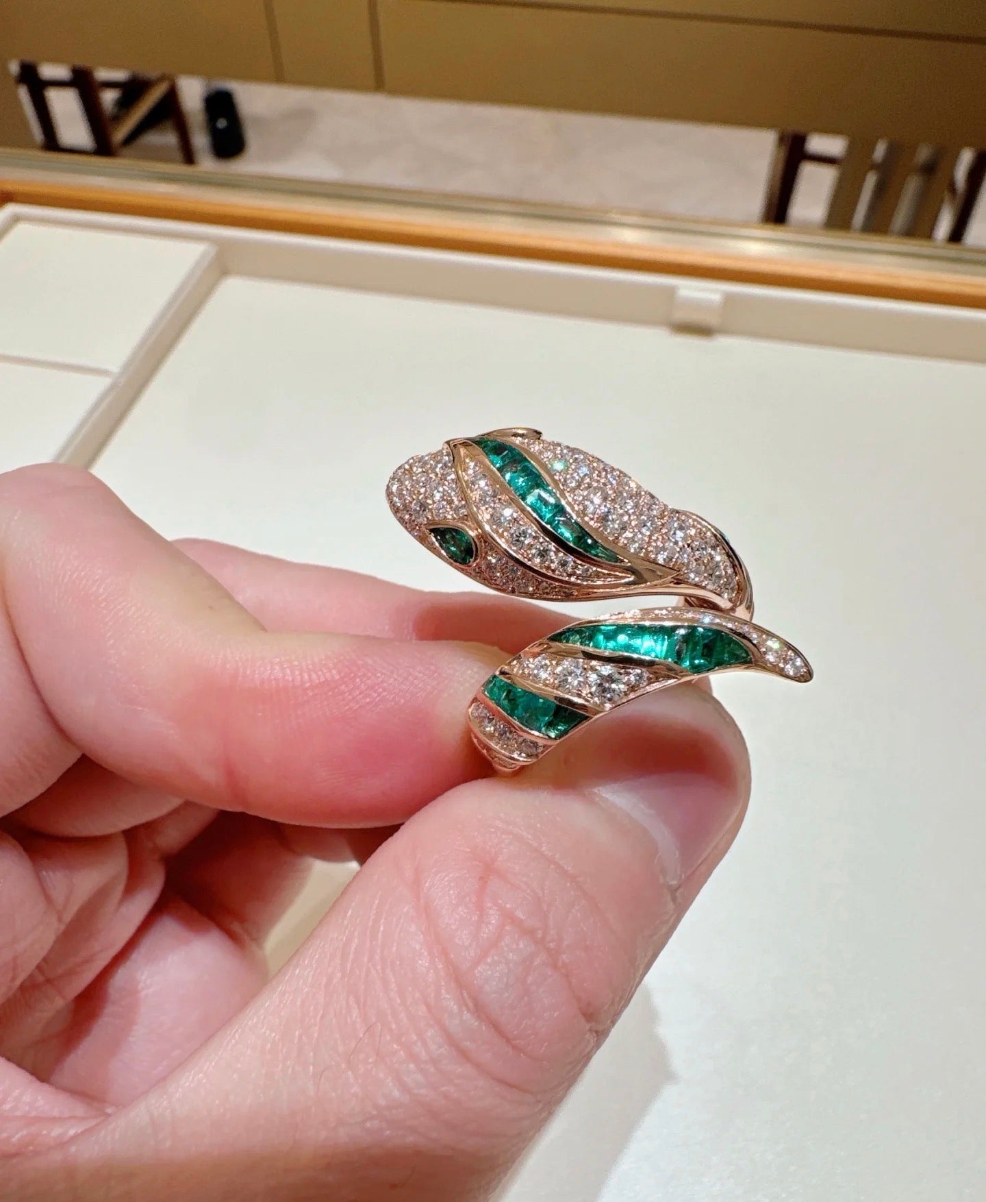 [レノビア ジュエリー]セルペンティリング ピンクゴールド ダイヤモンドパヴェ 3MM