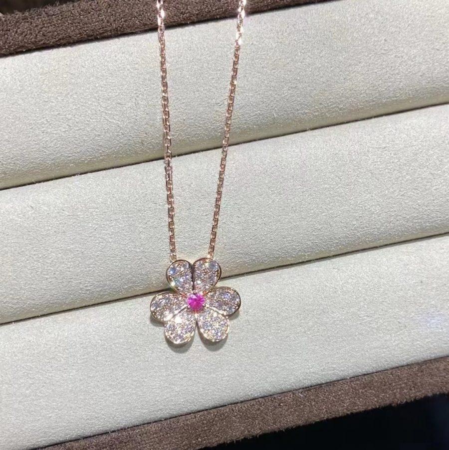 [Renovia Jewelry]フリヴォル ローズゴールド フラワー ダイヤモンド ネックレス