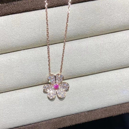 [Renovia Jewelry]フリヴォル ローズゴールド フラワー ダイヤモンド ネックレス