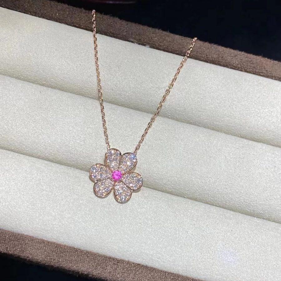 [Renovia Jewelry]フリヴォル ローズゴールド フラワー ダイヤモンド ネックレス