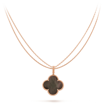 [レノビア ジュエリー]クローバー 25MM ゴールド ダークMOP ビッグクローバーネックレス