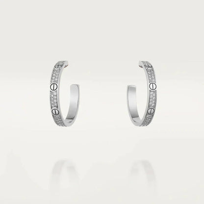 [Renovia Jewelry]LOVE DIAMOND SILVER HOOP EARRINGS