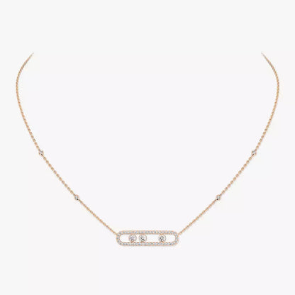 [Renovia Jewelry] Move Pave_ Rose Gold Diamond Necklace