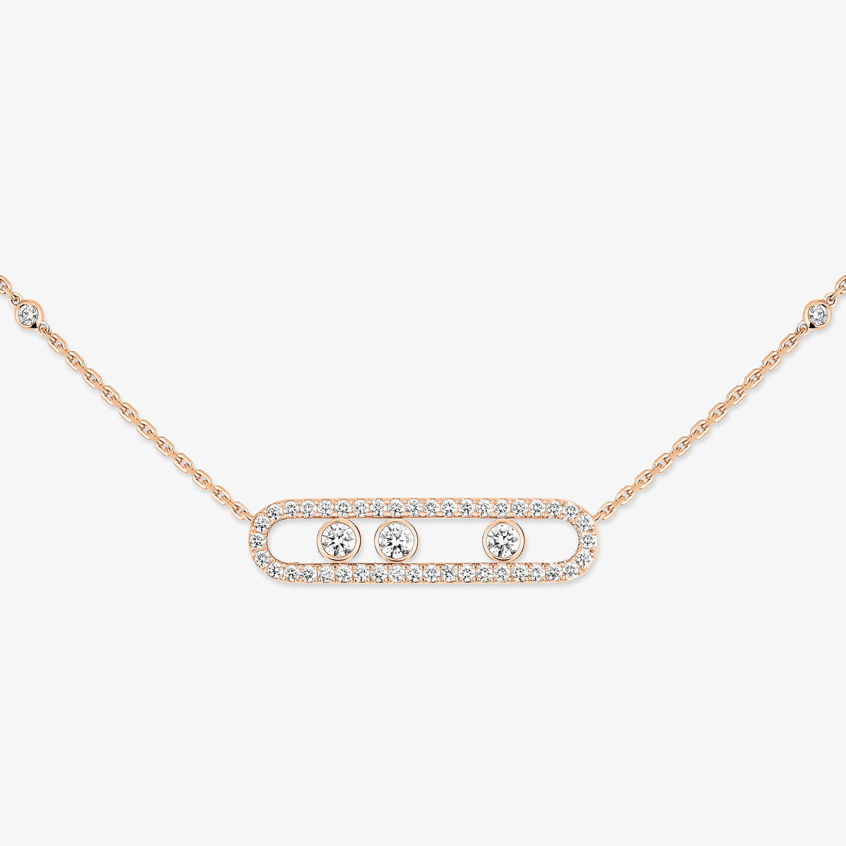 [Renovia Jewelry] Move Pave_ Rose Gold Diamond Necklace