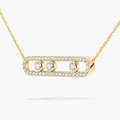 [Renovia Jewelry] Move Pave_ Rose Gold Diamond Necklace