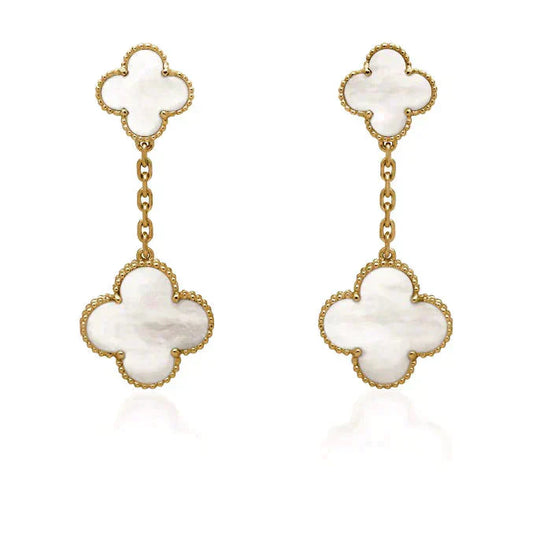 [Renovia Jewelry]CLOVER 2 MOTIF WHITE MOP EARRINGS