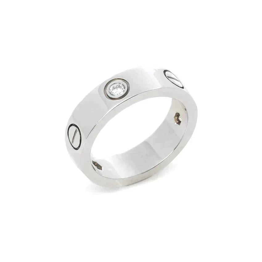 [Renovia Jewelry]LOVE RING 5.5MM 3 DIAMONDS SILVER